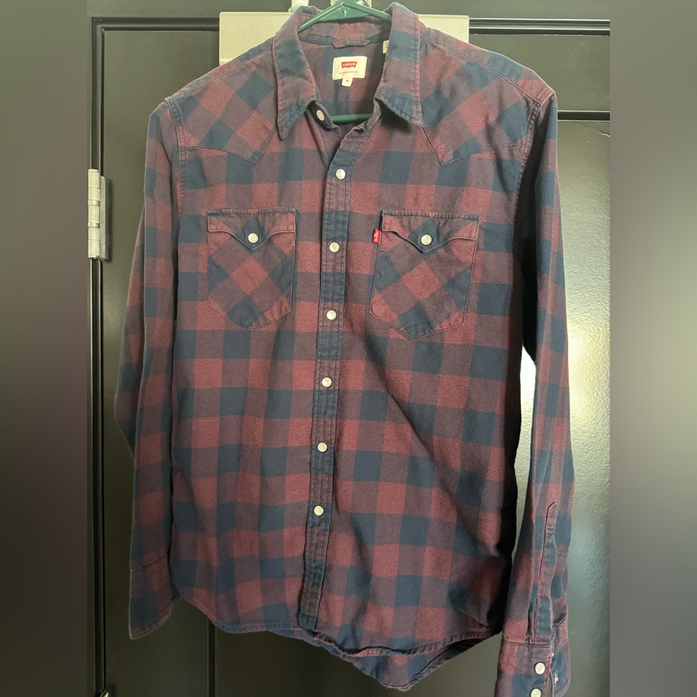 Levi's Casual Plaid Shirt - Burgundy and Navy